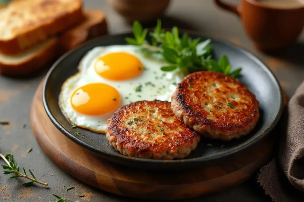 A dish of deer meat breakfast sausage