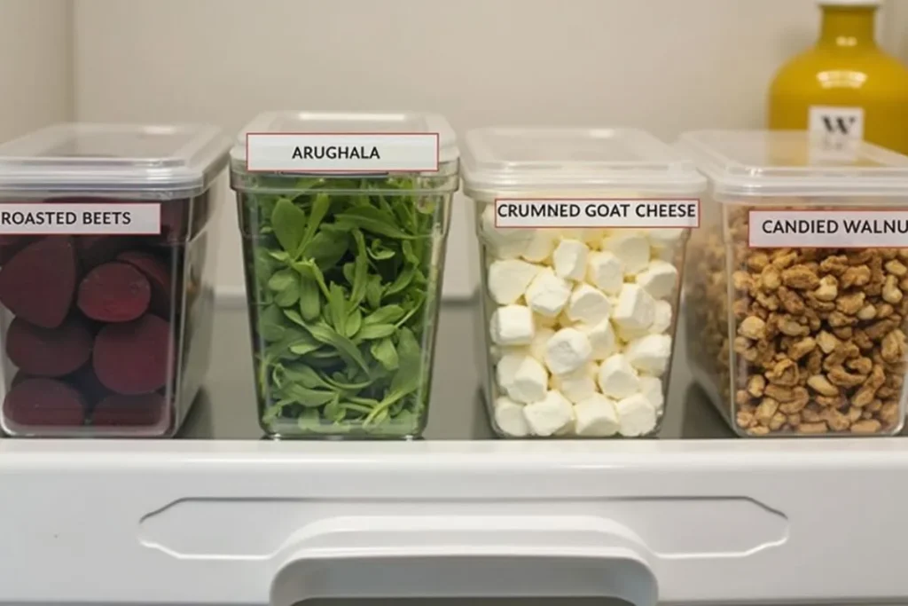 Balthazar Beet Salad Ingredients stored in the fridge