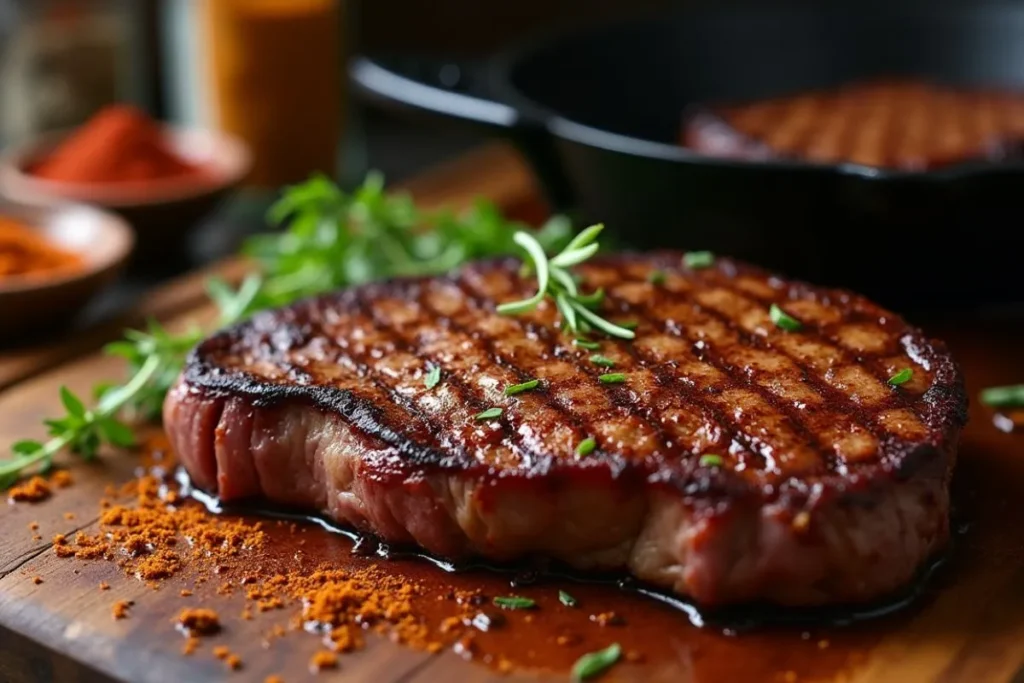 Dish featuring a ribeye steak seasoned with Lonestar Outlaw seasoning