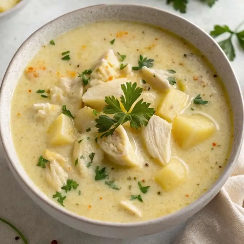 a homemade bowl of creamy Benignis Potato Soup