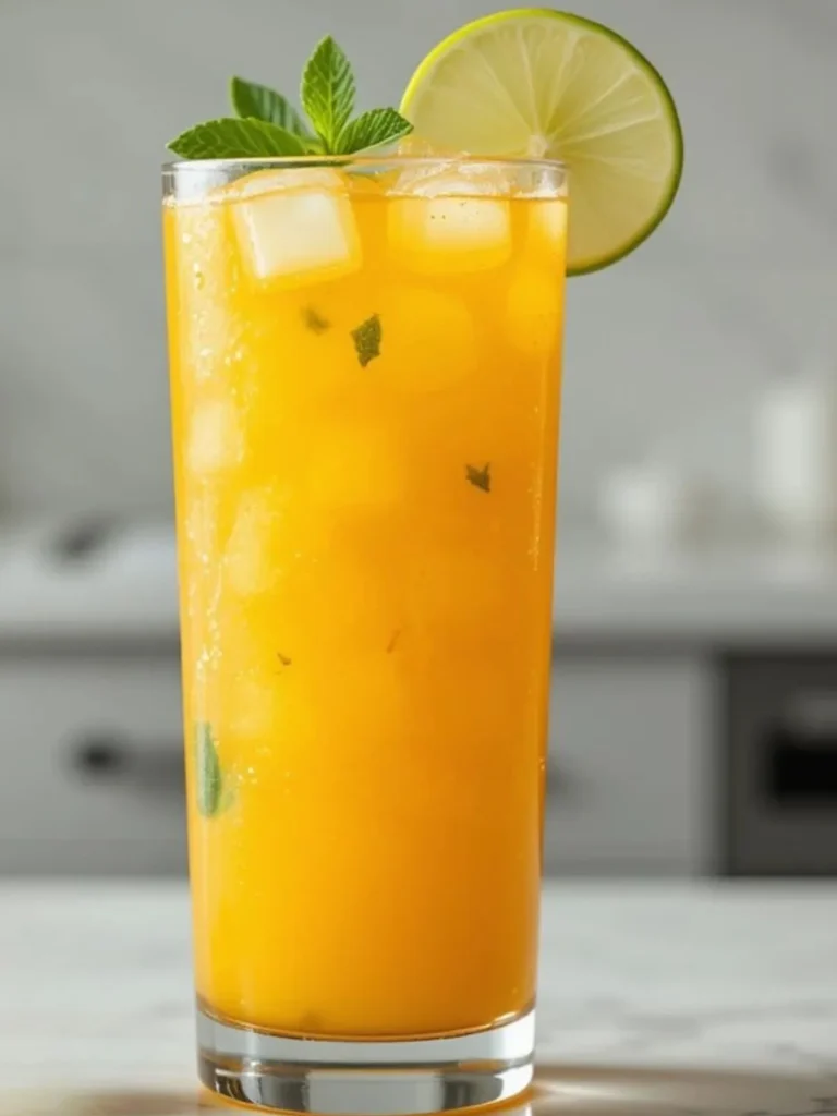 Close up glass of a refreshing Mango Mocktail