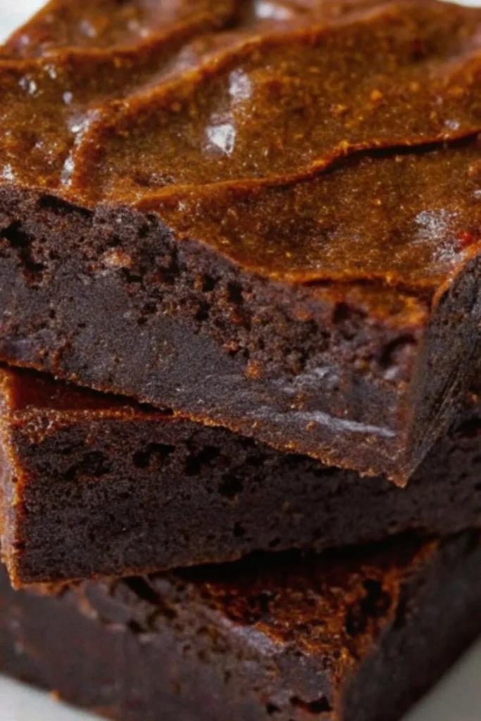 A Close-Up Shot of Three Fudgy Brownies