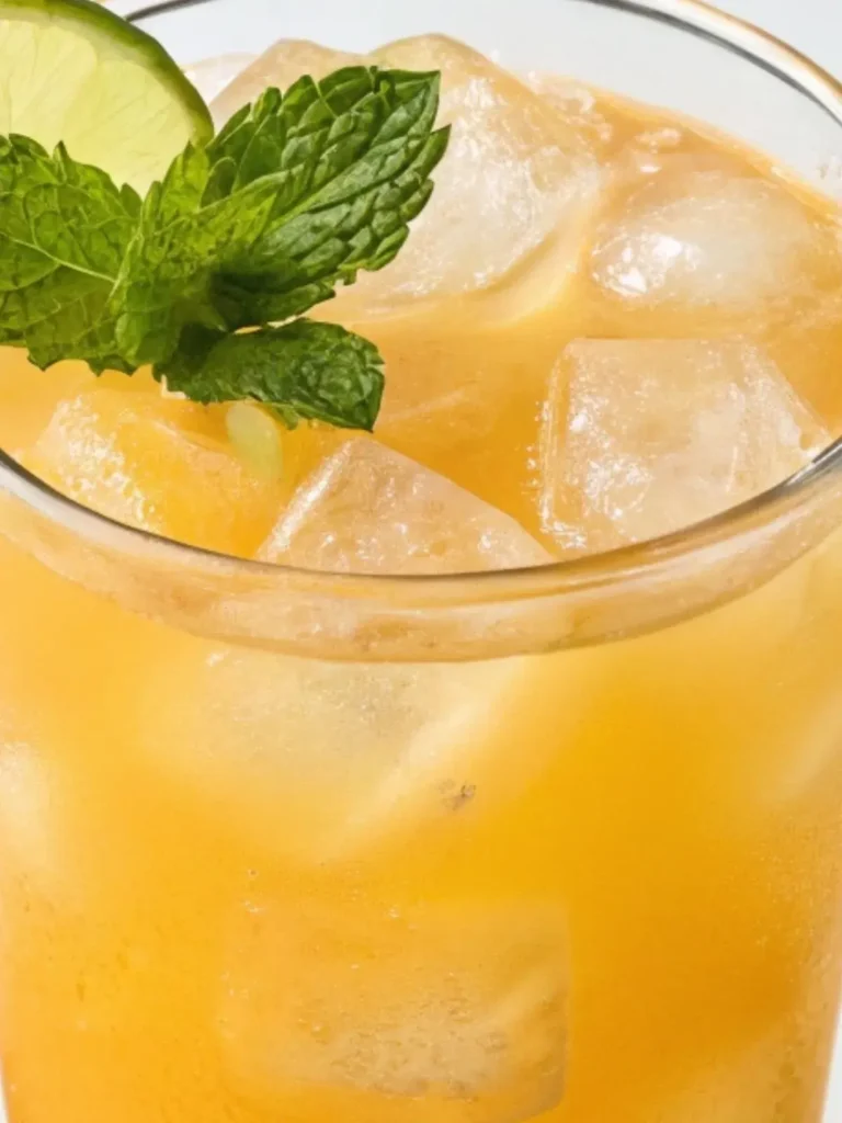 Close-up Glass of Mango Punch Mocktail