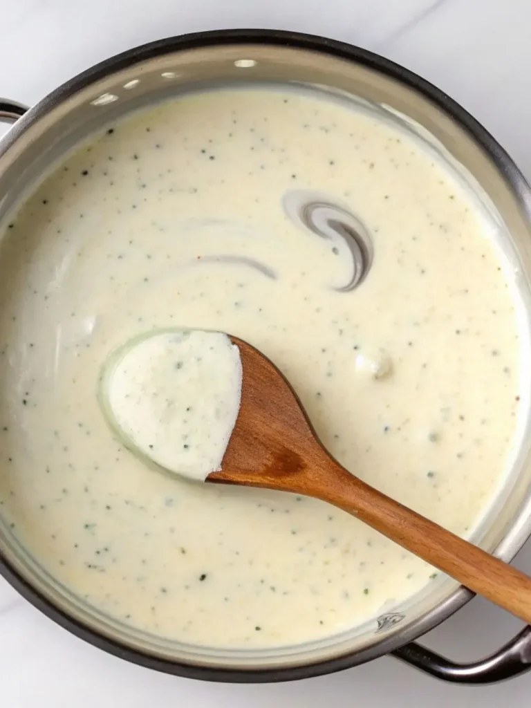 Lemon pepper cream sauce in a skillet