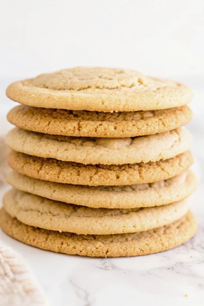 Soft drop-style sugar cookie recipe, featuring a stack of cookies on display